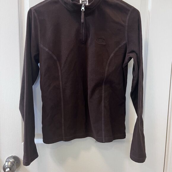 The North Face Brown Quarter Zip Fleece Pullover Top TKA 100 Women’s Size M - Picture 8 of 12